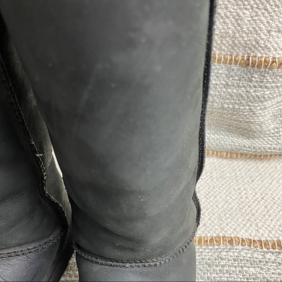 UGG Black Leather Embroidered Stitch Boho Boots - Picture 10 of 16